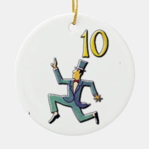 10 Lords a Leaping Ceramic Tree Decoration