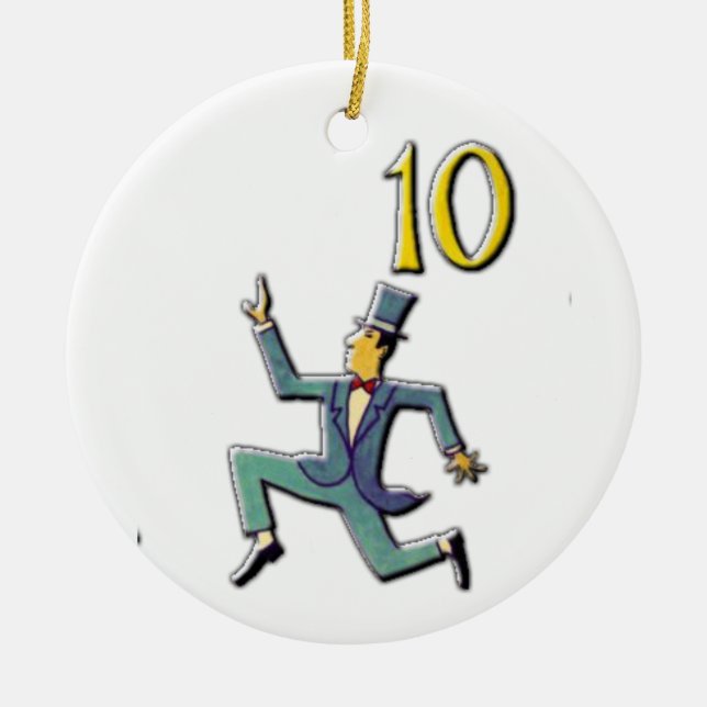 10 Lords a Leaping Ceramic Tree Decoration (Front)