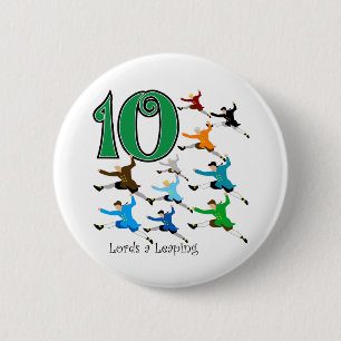 10 Lords Leaping 6 Cm Round Badge