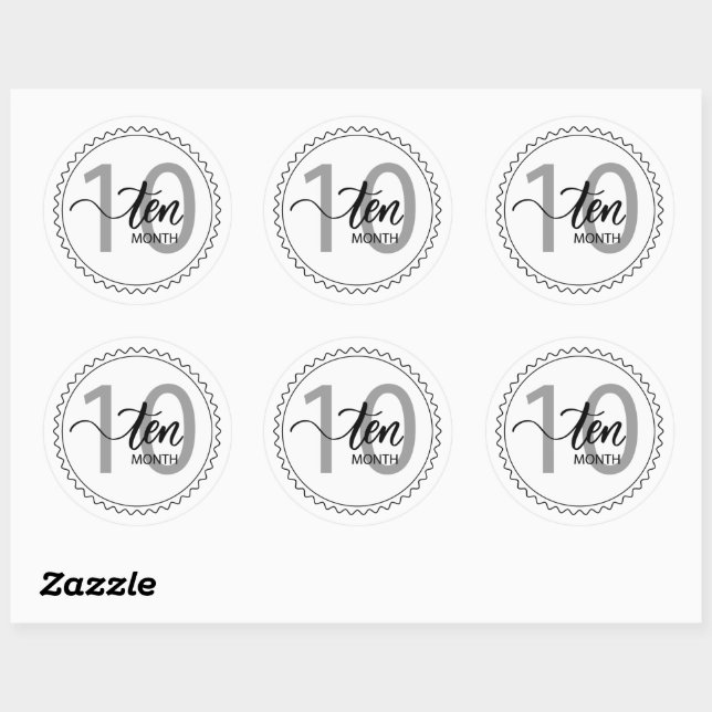 10 Month Milestone  Classic Round Sticker (Sheet)