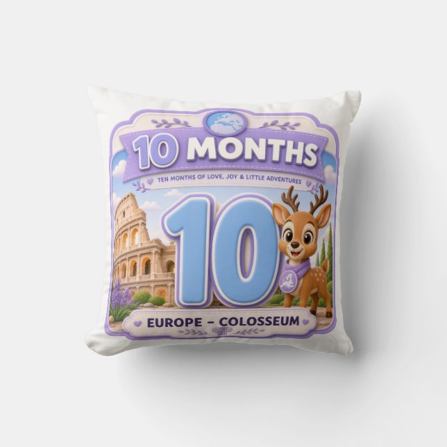 10 Months Baby Milestone Explorer Cushion (Front)