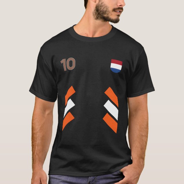 10 Netherlands Football Soccer Netherlands Flag T-Shirt (Front)