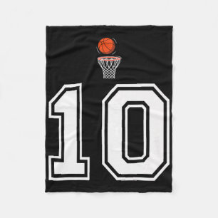 10 Number Basketball Style Vintage White Premium Fleece Blanket