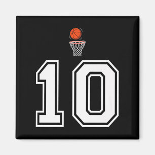 10 Number Basketball Style Vintage White Premium Magnet