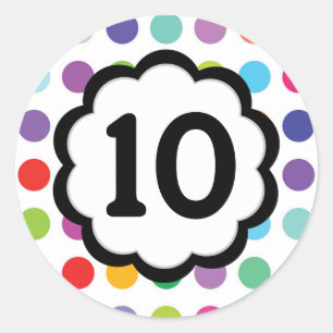 10 - Numbers Round Sticker