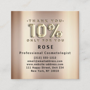 10% Off Discount Logo Thank You Rose Gold Appointment Card