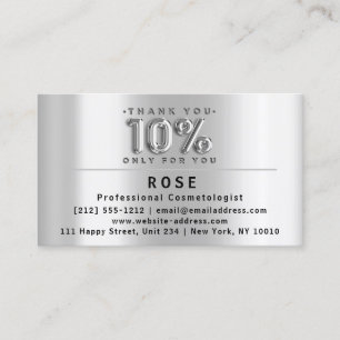 10% Off Discount Next Appointment Logo ThankSilver Card