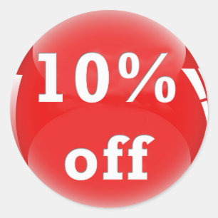 10% Off (Percent) Round Glossy Sticker