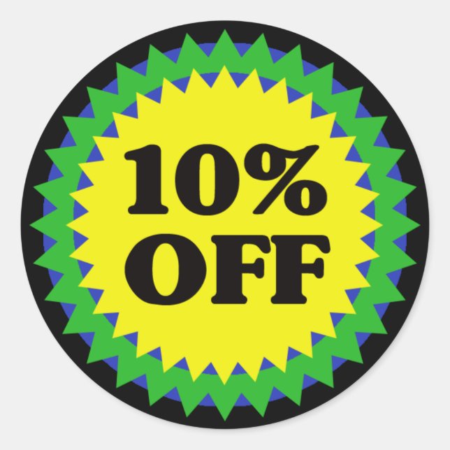 10% OFF RETAIL SALE Stickers (Front)