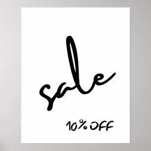 10% Off Sale Sign, Boutique Black and White Sale Poster