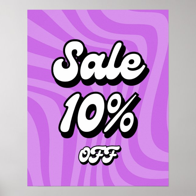 10% Off Sale Sign, Purple Sale Sign, Retail Sale Poster (Front)