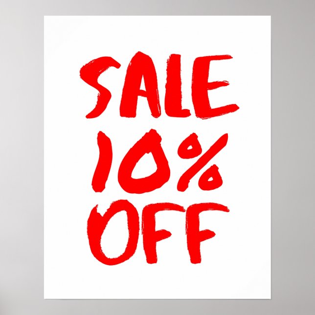 10% Off Sale Sign, Red Retail Store Signage, Large Poster (Front)