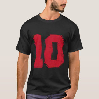 10 Outline Number 10 Varsity Fan Sports Team Grey  T-Shirt