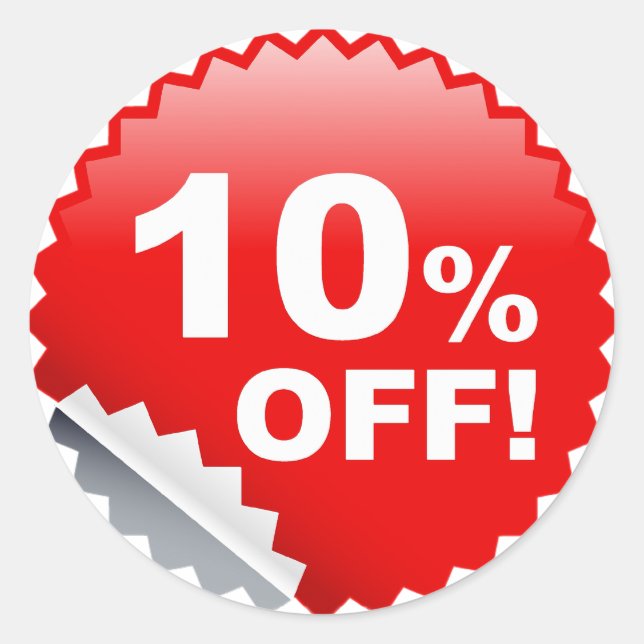 10 PERCENT OFF RETAIL LABEL (Front)