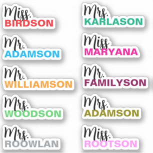 10 Personalised Teacher Name Cute Colourful Gift