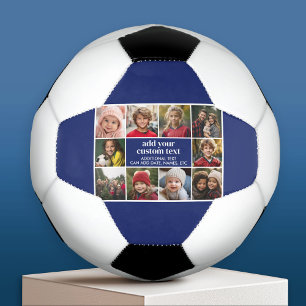 10 Photo Border with Text Center - blue white Soccer Ball