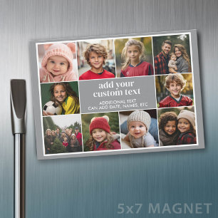 10 Photo Border with Text Centre - grey Magnet