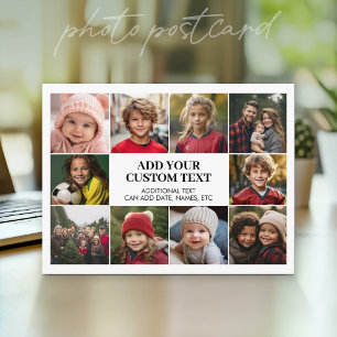 10 Photo Border with Text Centre - white black Postcard