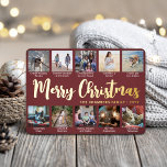10 Photo Burgundy Merry Christmas Modern Collage Foil Holiday Card<br><div class="desc">Send stylish joyful greetings and share 10 of your favourite pictures with a custom photo collage burgundy and gold foil holiday card. All text on this template is simple to personalise to include any wording, such as Merry Christmas, Happy Holidays, Seasons Greetings, New Year Cheers etc. (IMAGE PLACEMENT TIP: An...</div>