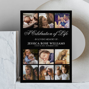 10 Photo Celebration of Life Funeral Invitation