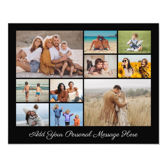 10 Photo Collage Add A Greeting Photo Enlargement Print (Front)