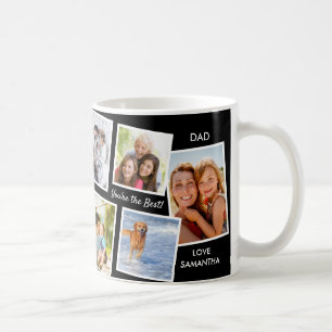10 Photo Collage Black and White Personalised Dad Coffee Mug