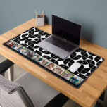 10 Photo Collage black white mid century half moon Desk Mat<br><div class="desc">This fun photo montage includes a place for 10 pictures. The grid includes a square shaped photo collage with plenty of room to add your favourite party pics. The retro pattern in black and white colours adds a bit of whimsy to the design. Square photos work best with this template....</div>