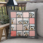 10 Photo Collage - colourful grid with script name Cushion<br><div class="desc">Crop your photos into squares before uploading. Use your square Instagram photos for the best results! TO CHANGE THE BACKGROUND - click on the customise or advanced design area, and choose a colour in the colour picker. Add your favourite pictures and snapshots to this film strip for a fun memory...</div>