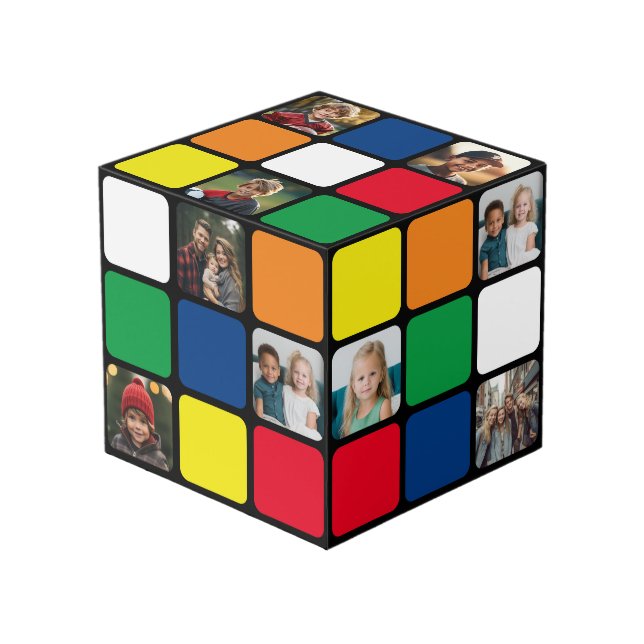 10 Photo Collage colourful square colour puzzle Cube (Front Angled)
