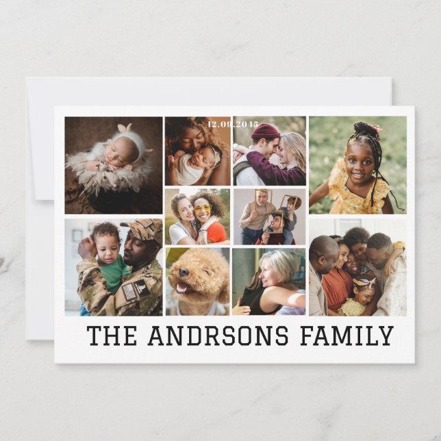 10 photo collage family holiday card | Invitation (Front)