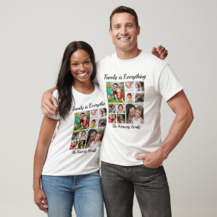 10 Photo Collage Family Name Family Is Everything T-Shirt