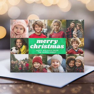 10 Photo Collage - Merry Christmas Mod Tie Die Holiday Card