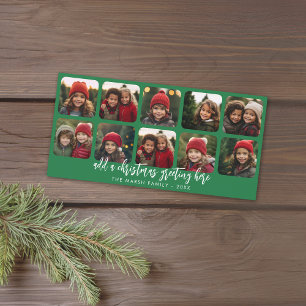 10 Photo Collage - Minimal Merry Christmas - green Holiday Card