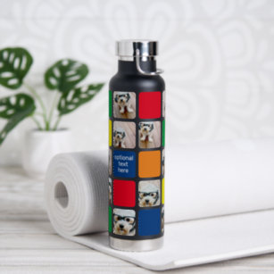 10 photo collage modern cube red blue green yellow water bottle