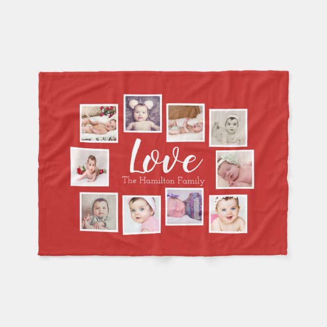 10 Photo Collage Personalised Fleece Blanket (Front (Horizontal))