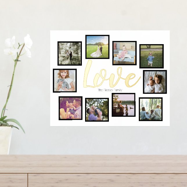 10 Photo Collage Personalised Love Foil Prints (In Situ (Entry Table))