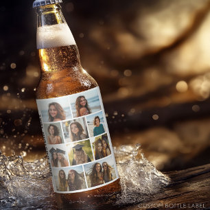 10 Photo Collage - white background black text Beer Bottle Label