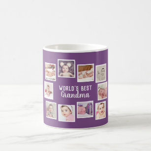 10 Photo Collage With Personalised Text Purple Coffee Mug