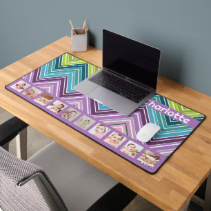 10 Photo Colourful ZigZag Personalised Desk Mat