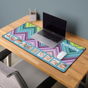 10 Photo Colourful ZigZag Personalised  Desk Mat
