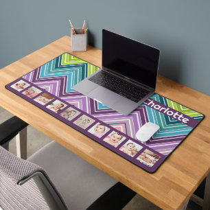 10 Photo Colourful ZigZag Personalised Desk Mat