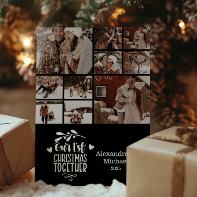 10 Photo Minimalist First Christmas Together Holiday Card (Creator Uploaded)
