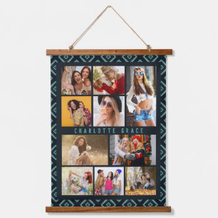 10 Photo Modern Geometric Stylish Name Hanging Tapestry