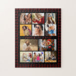 10 Photo Modern Trendy Red Plaid Stylish Name Jigsaw Puzzle<br><div class="desc">10 Photo Modern Trendy Red Plaid Stylish Name Name Jigsaw Puzzle features ten of your favourite pictures for an easy and quick DIY add your own photo collage. Personalise with your name and surrounded with a red plaid pattern. Makes a perfect gift for Christmas, birthdays, Mother's Day, sisters, best friends...</div>