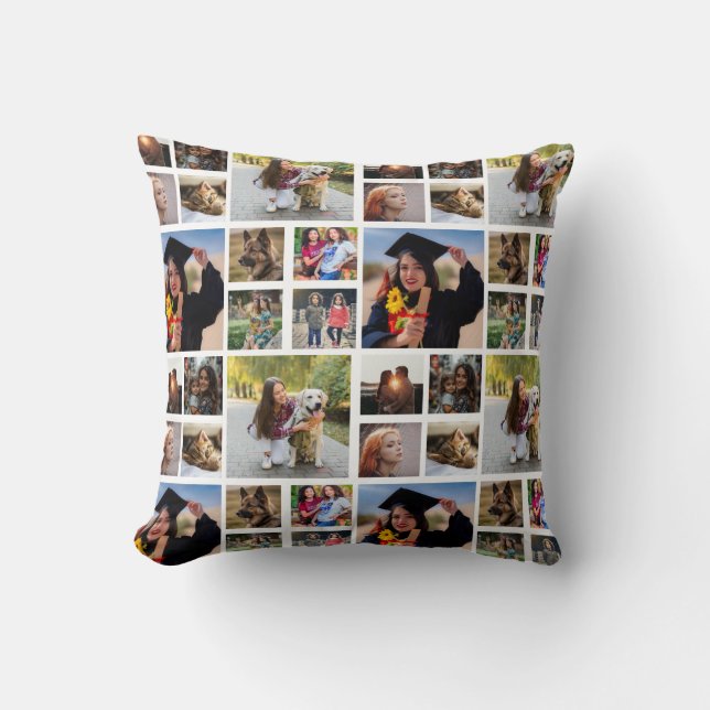 10 photo personalised Fleece Blanket Cushion (Front)