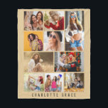 10 Photo Simple Modern Minimal Brown Stylish Name Fleece Blanket<br><div class="desc">10 Photo Simple Modern Minimal Brown Stylish Name Fleece Blanket features ten of your favourite pictures for an easy and quick DIY add your own photo collage. Personalise with your name at the base. Makes a perfect gift for Christmas, birthdays, Mother's Day, sisters, best friends and more. Designed by ©...</div>