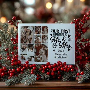 10 Photo Snowflakes Christmas Mr and Mrs  Holiday Card