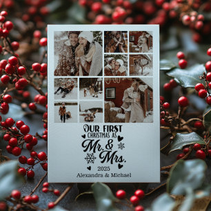 10 Photo Snowflakes Christmas Mr and Mrs  Holiday Card