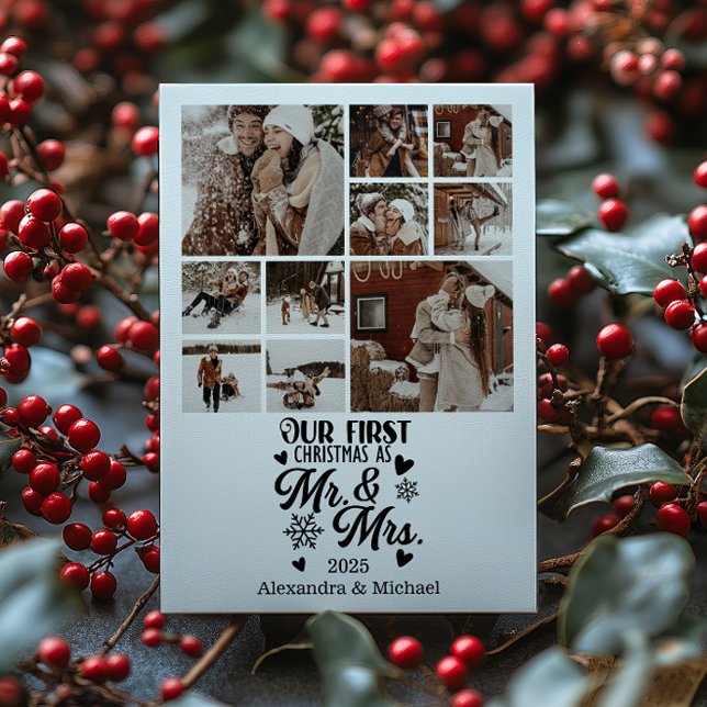 10 Photo Snowflakes Christmas Mr and Mrs  Holiday Card (Creator Uploaded)