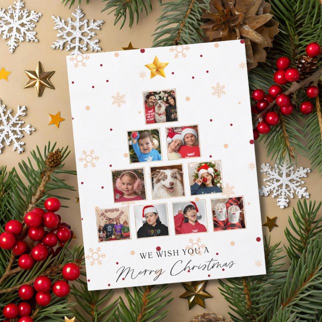 10 Photos Christmas Tree & Snowflakes Fun Custom Holiday Postcard (Creator Uploaded)